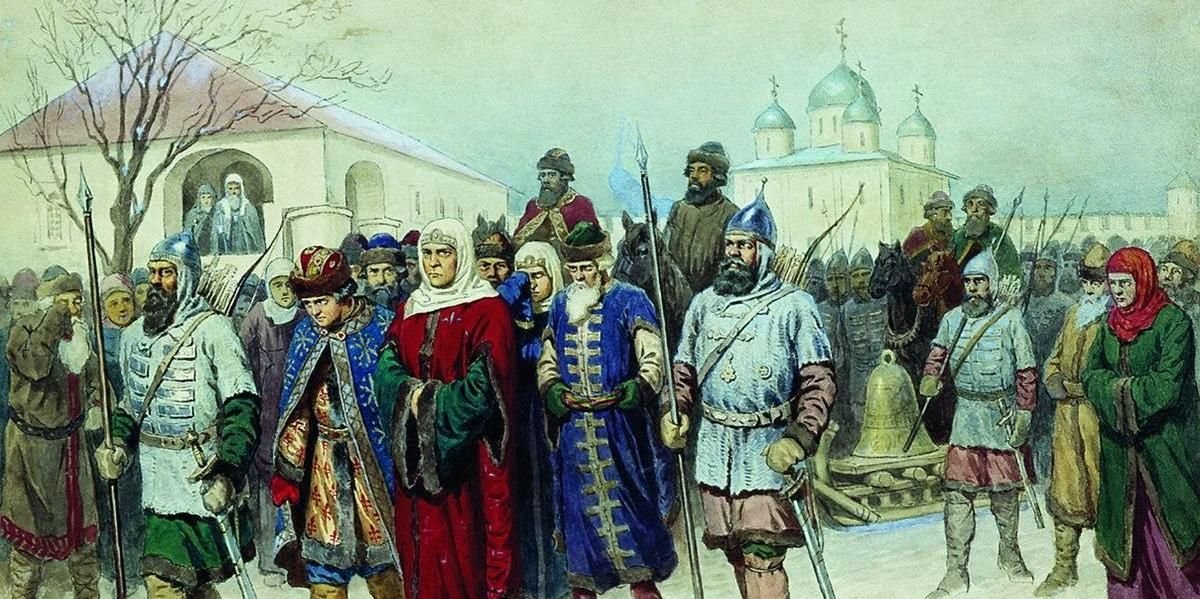 Описание картины присоединение великого новгорода высылка в москву знатных и именитых новгородцев