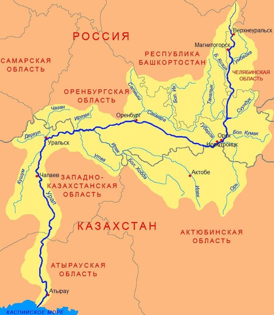 Бассейн урала карта