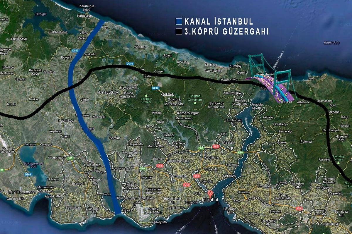 Канал стамбул проект на карте