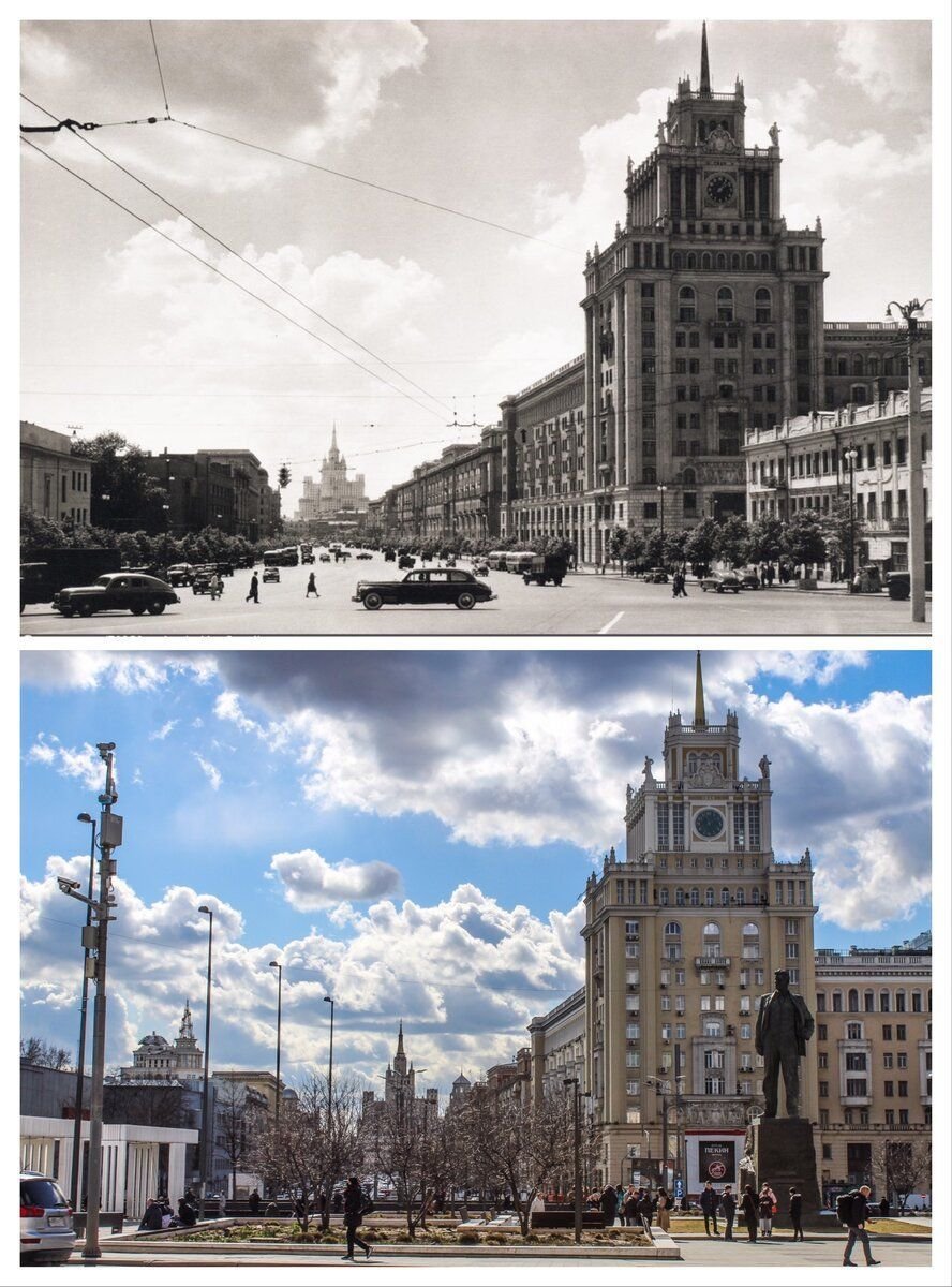 Москва тогда. Вид панорама Москвы тогда и сейчас.