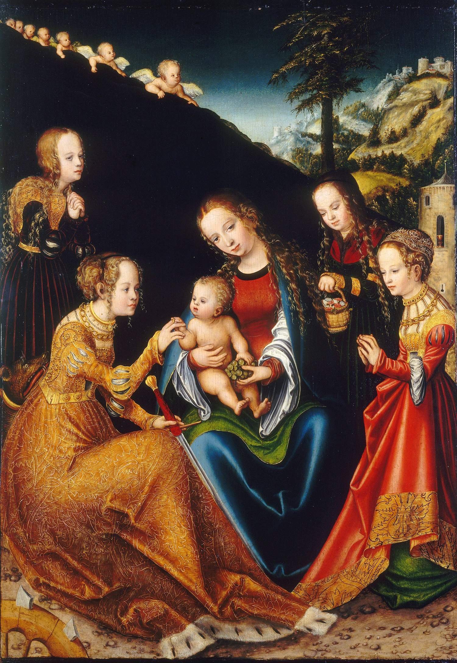 картины кранаха. лукас кранах старший «мадонна с младенцем под яблоней» (1520, эрмитаж). кранах 1472-1553. картины кранаха. обручение св.