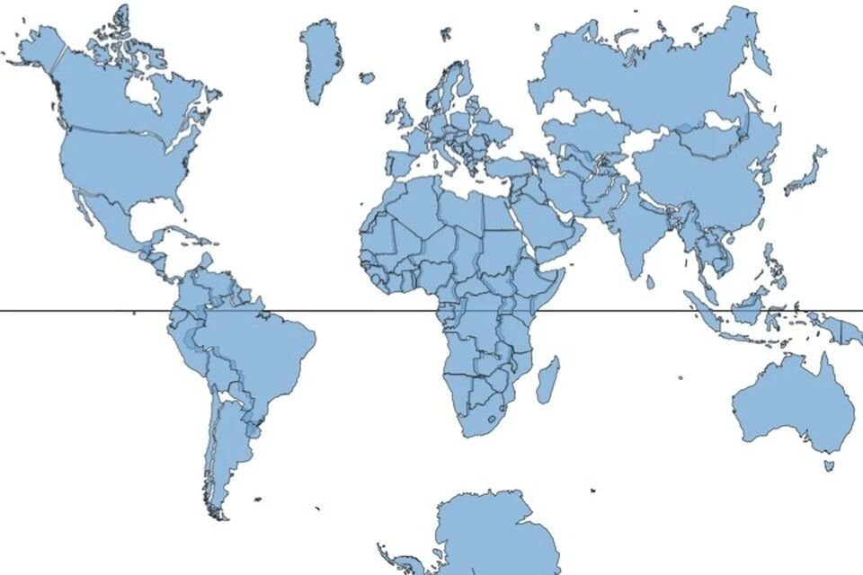 Карта отображающая реальные размеры стран
