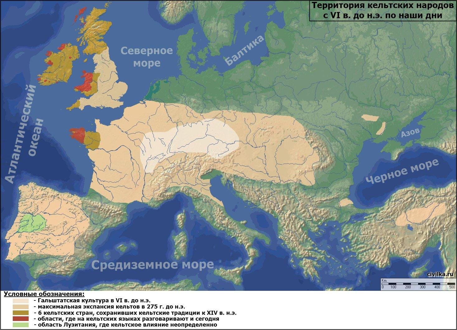 Карта расселения кельтов