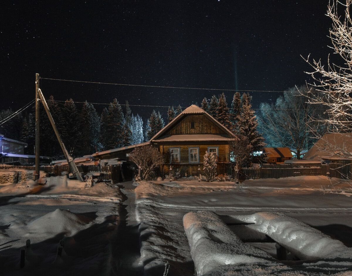 Морозная ночь в деревне