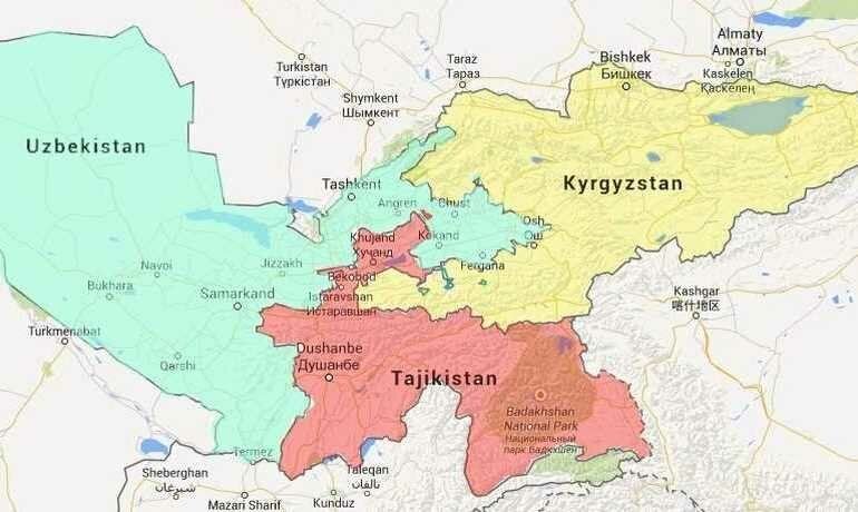 Карта соседи таджикистана