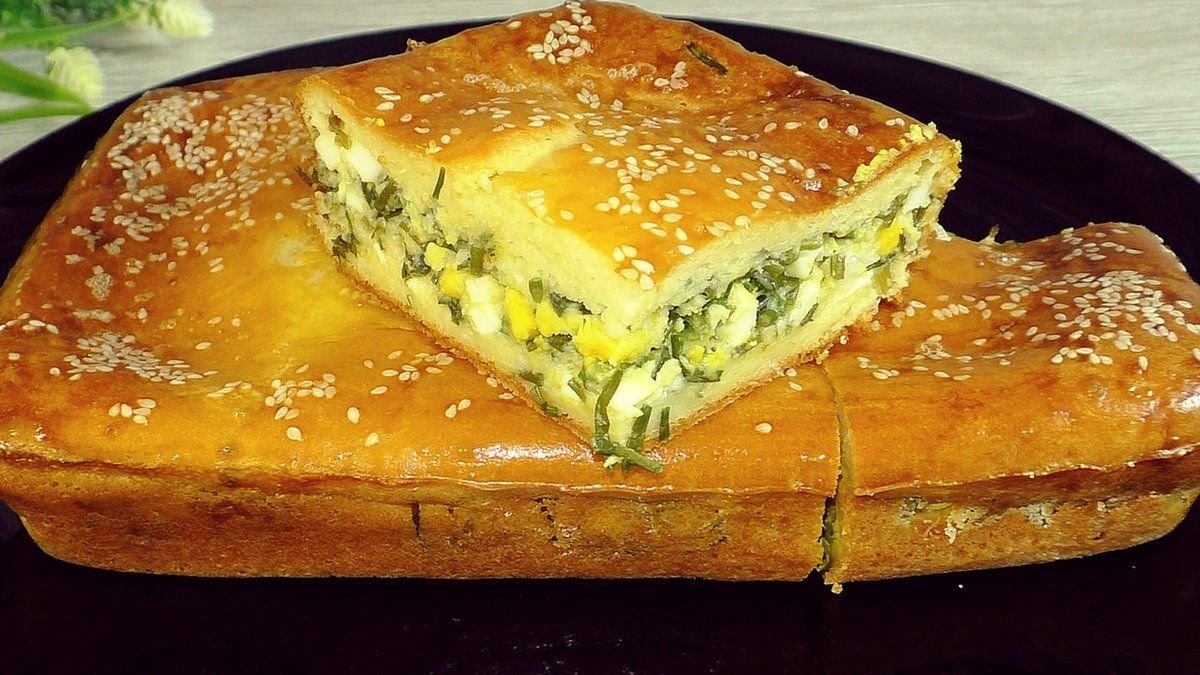 Пироги с яйцами и зеленым луком самый вкусный весенний солнечный