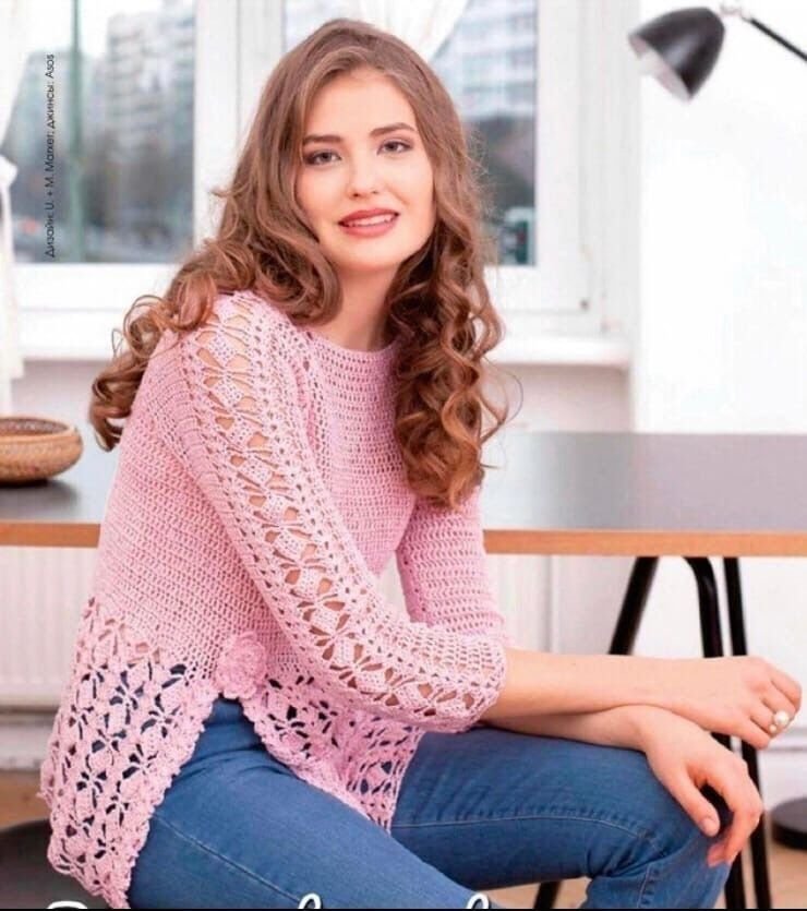 Женский ажурный пуловер