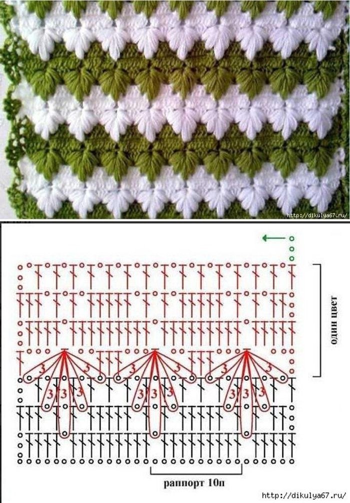 Цветные узоры крючком со схемами простые и красивые