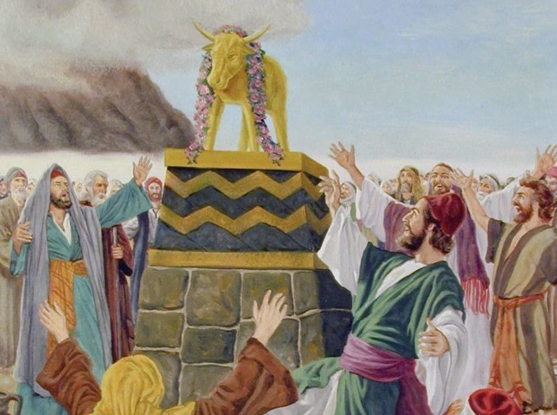 Поклонение истукану. Рембрандт моисей, разбивающий скрижали завета. Царь давид юлиус фон карольсфельд. Молящийся кумиру. Пророк илия и жрецы ваала.