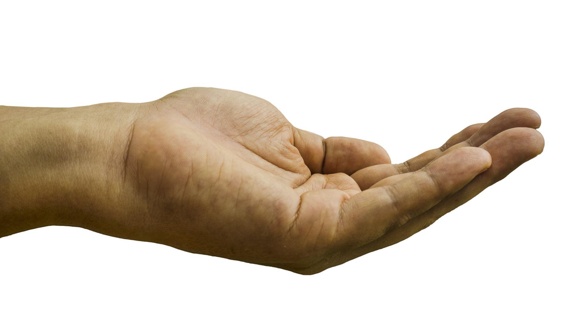 Ладонь. Ладонь на прозрачном фоне. Мужские руки