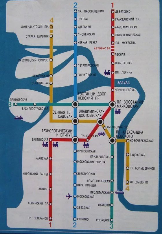 Карта ленинградского метрополитена