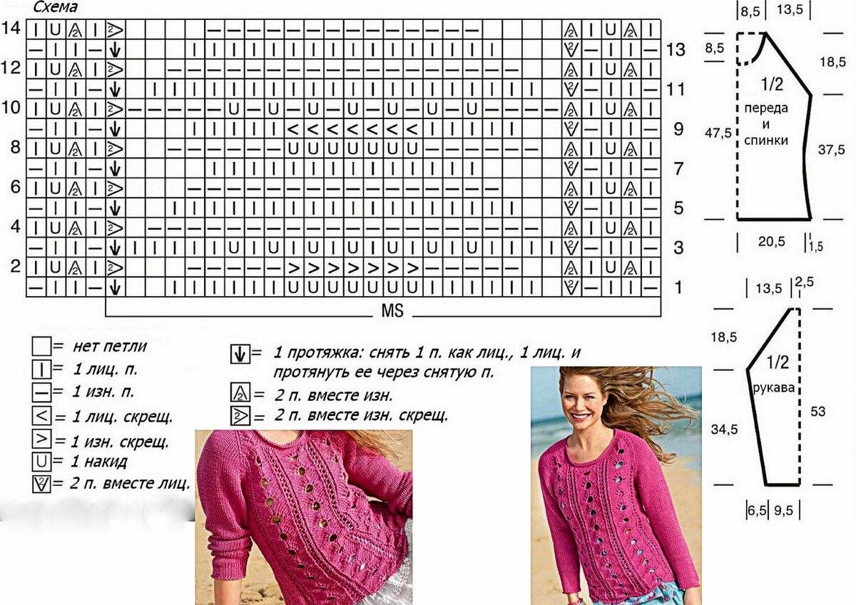 Женский ажурный пуловер спицами схемы с описаниями и фото