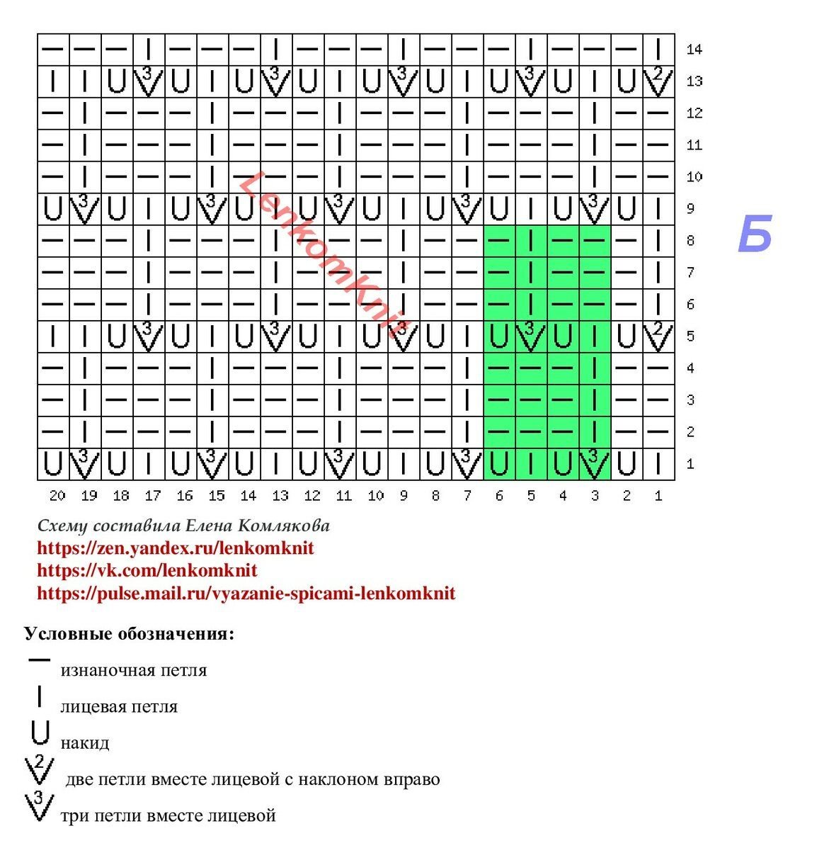 Схема узор жучки спицами