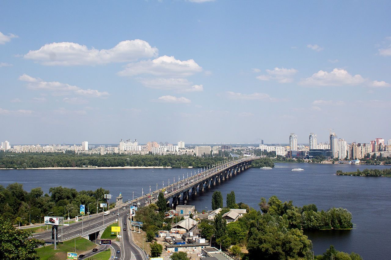 Мост патона в киеве фото. Вид моста Патона с левой стороны с левого берега Днепра.