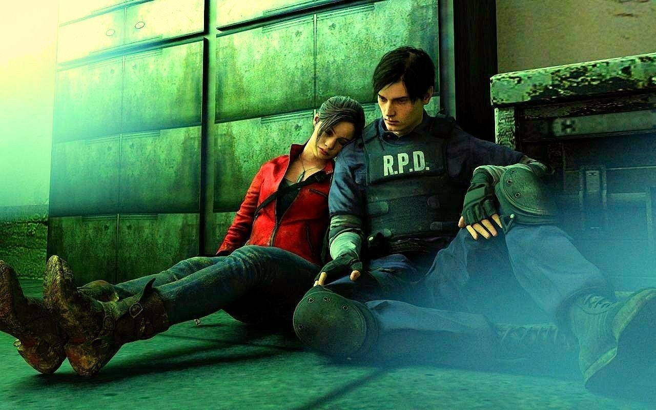 Re dying. Леон Кеннеди и Клэр Resident 2 Remake. Леон Кеннеди и Клэр Редфилд Resident Evil 2 Remake. Леон и Клэр Resident Evil 2 Remake. Resident Evil 2 Remake.