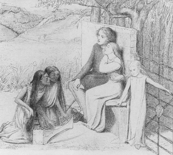 Элизабет Сиддал. Влюблённые, слушающие музыку 1854 г.