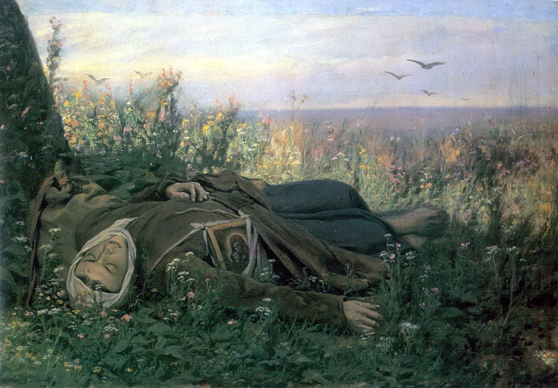 Павшие святые. Перов Странница в поле на пути к Вечному блаженству 1879. Крамской Созерцатель картина.