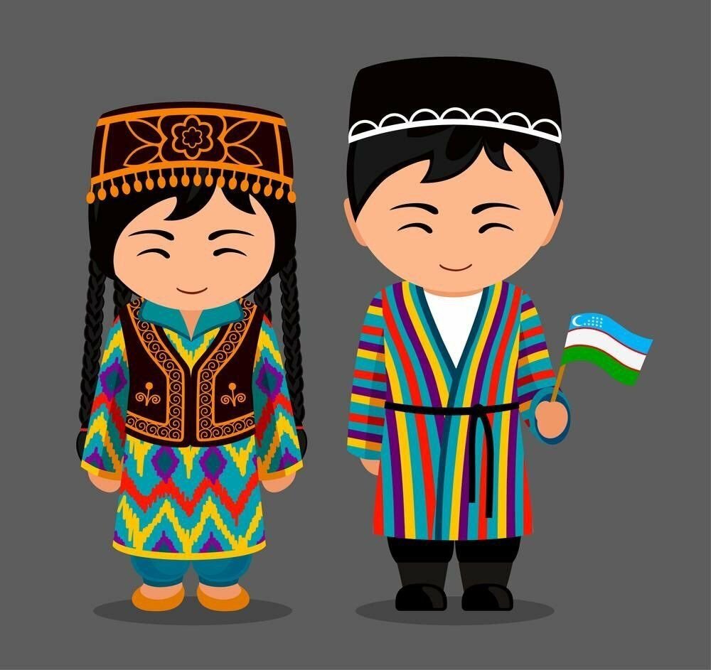 Национальный костюм Узбекистан вектор