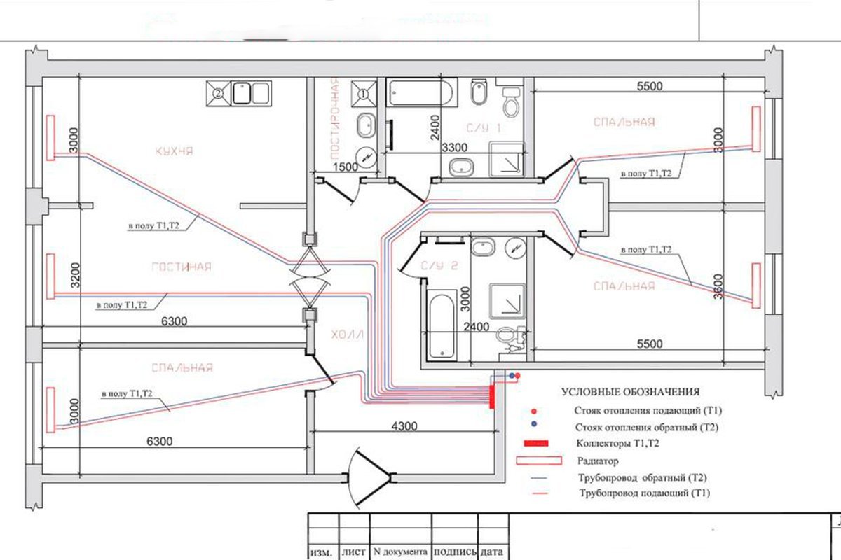 План разводки отопления