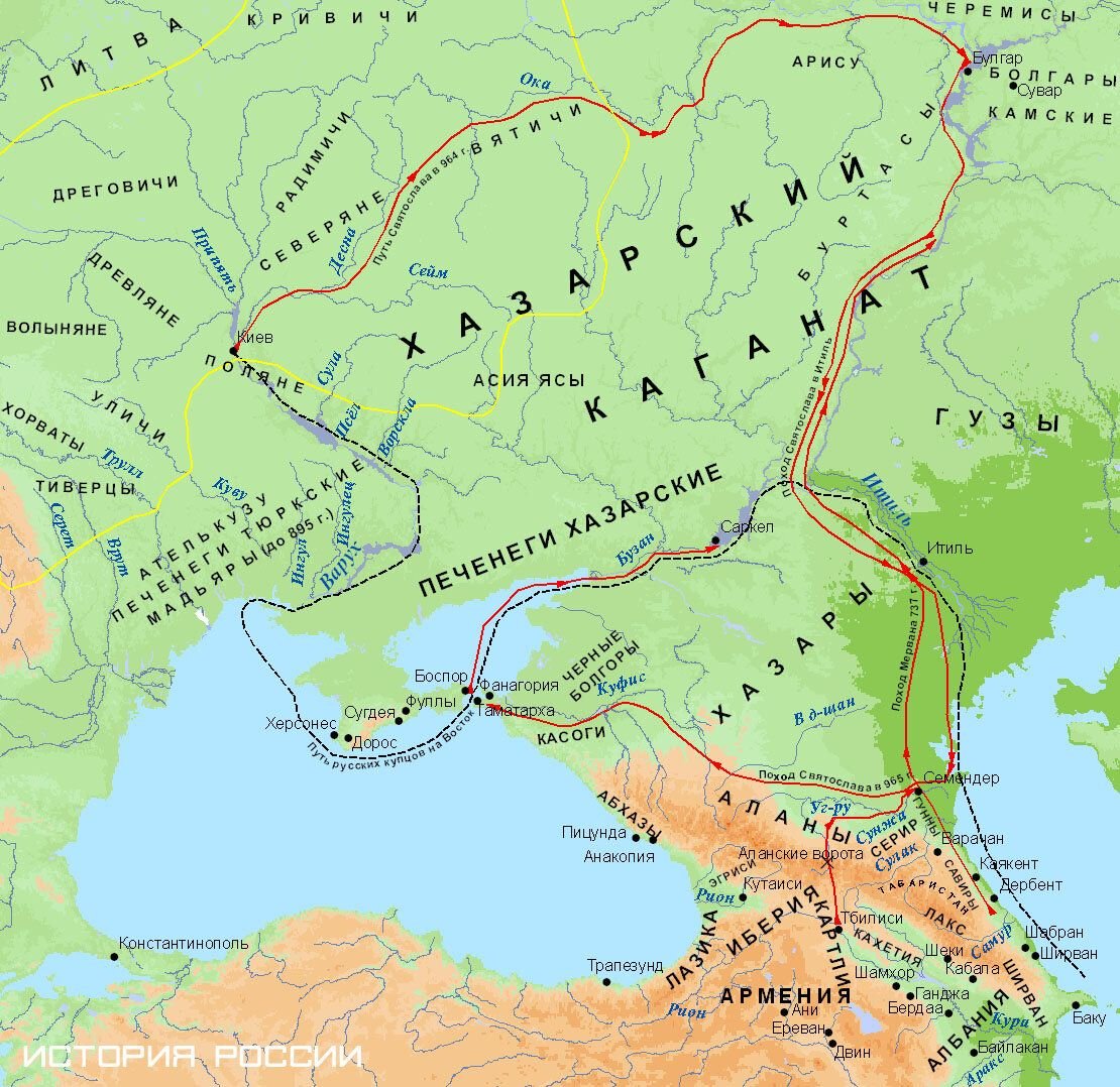 Карта хазарского каганата современное наложение