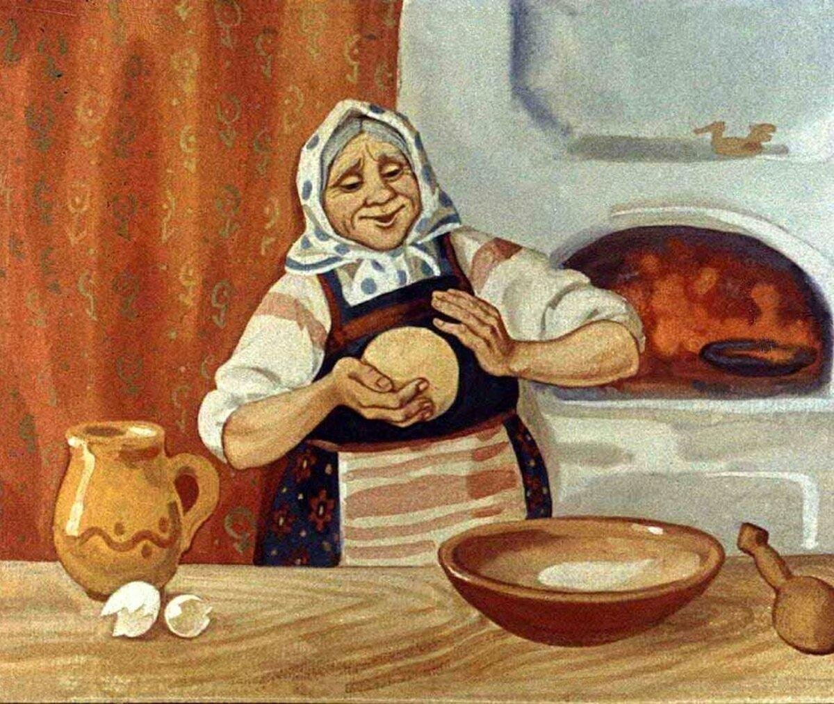 Мама готовит блины. Старуха печет Колобок. Бабушка месит тесто. Бабушка с пирожками. Бабка лепит колобка.