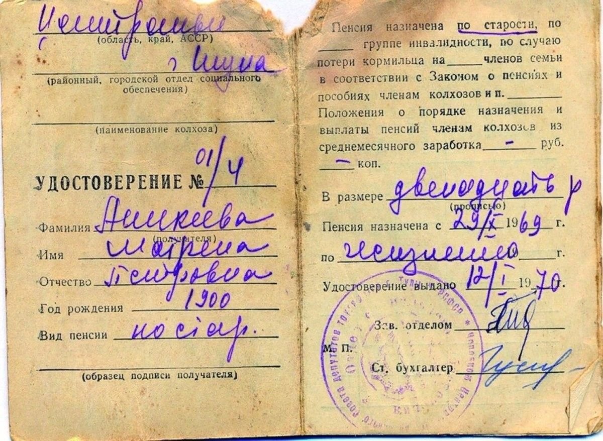 Пенсии колхозников в СССР