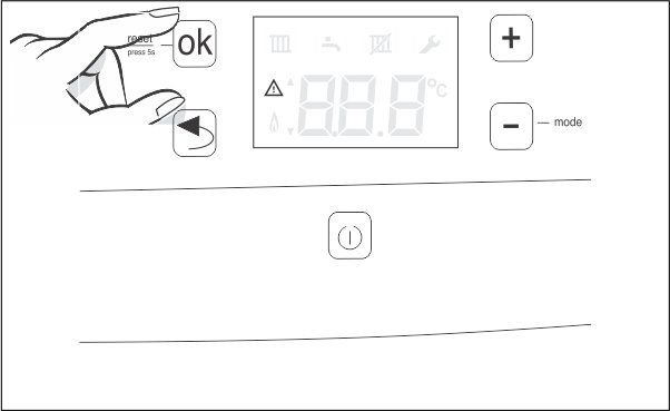 Нажмите кнопку ОК на панели управления котлом Buderus U072