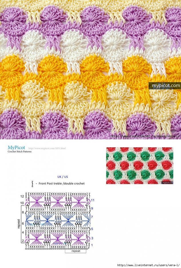 Цветной плед крючком схемы