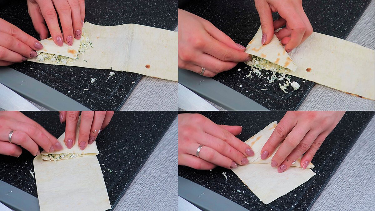 Как завернуть конвертики из лаваша с начинкой фото пошагово