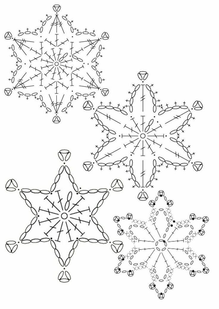 Схемы новогодних снежинок вязаных крючком
