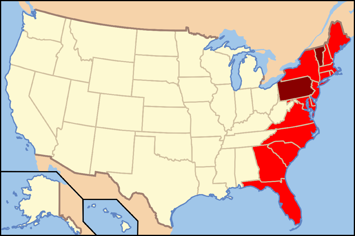 Города на побережье северной америки. East Coast штаты. USA Map East Coast States. East Coast Нью Йорк. Восточное побережье США на карте.