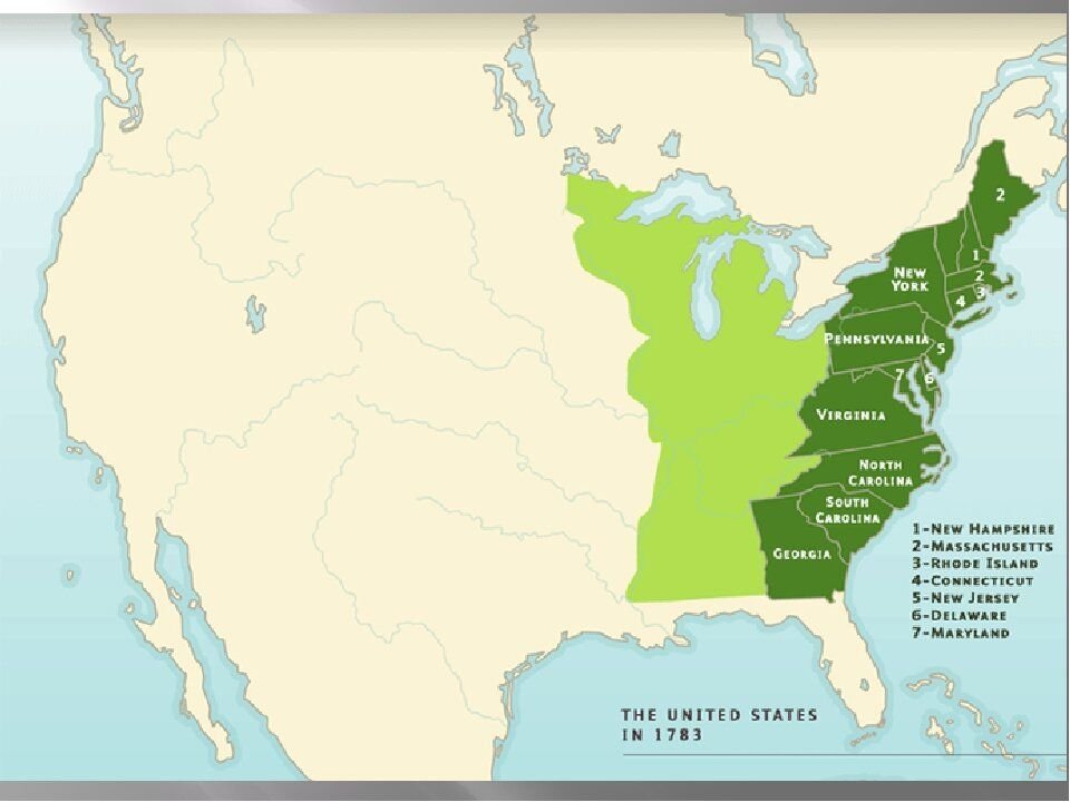 Контурная карта границы сша в 1783 году