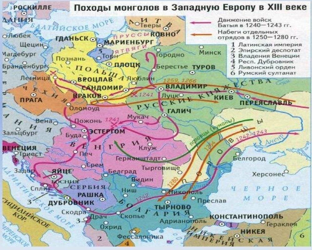 Походы монголов. Поход Батыя в Европу карта. Нашествие Батыя на Европу карта. Западный поход Батыя карта. Западный поход монголов 1236 1242.