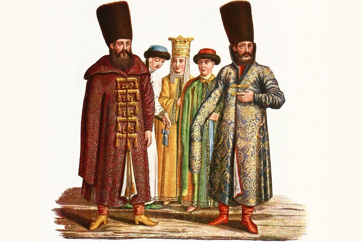 кафтан на руси. одежда бояр, царей 16-17. русский боярин 17 века. костюм ивана грозного оружейная палата. бояре длинные рукава.