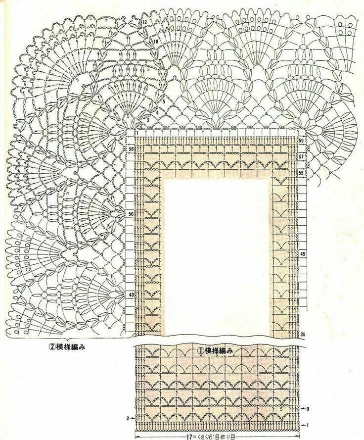 Обвязка прямоугольной салфетки крючком со схемами