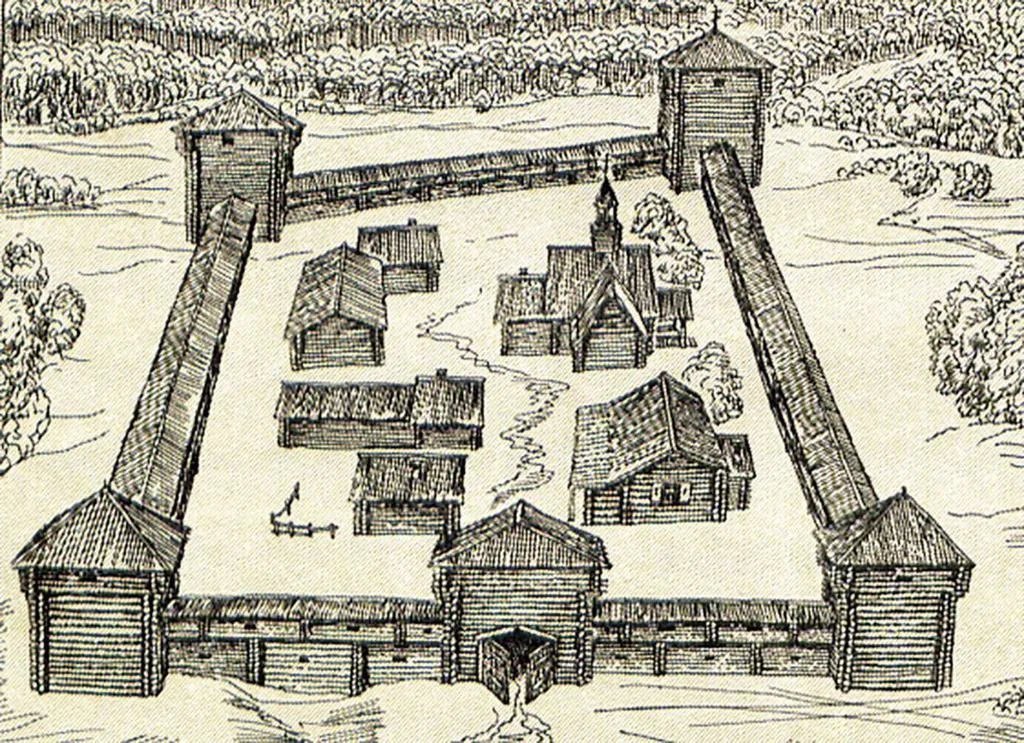 Деревянный город рисунки. Острог 17 век. Сибирский Острог 17 века. Острог в Сибири. Острог 17 век Сибирь.