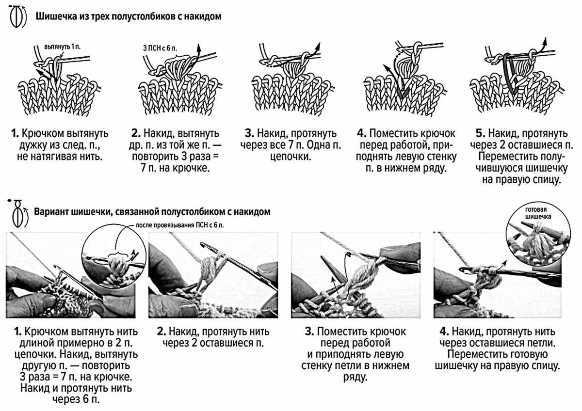 Узор шишечки крючком схема и описание