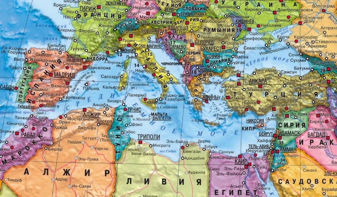 Евразия средиземное море. Географическая карта Средиземного моря. Средиземноморье географическая карта. Карта стран Средиземноморья на русском языке. Карта черного и Средиземного морей.