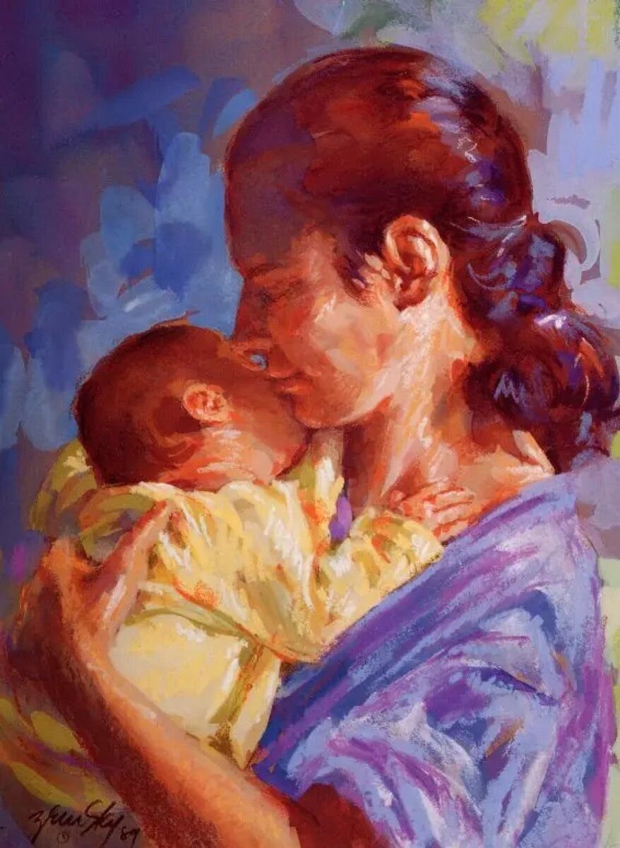 Мама с ребенком живопись