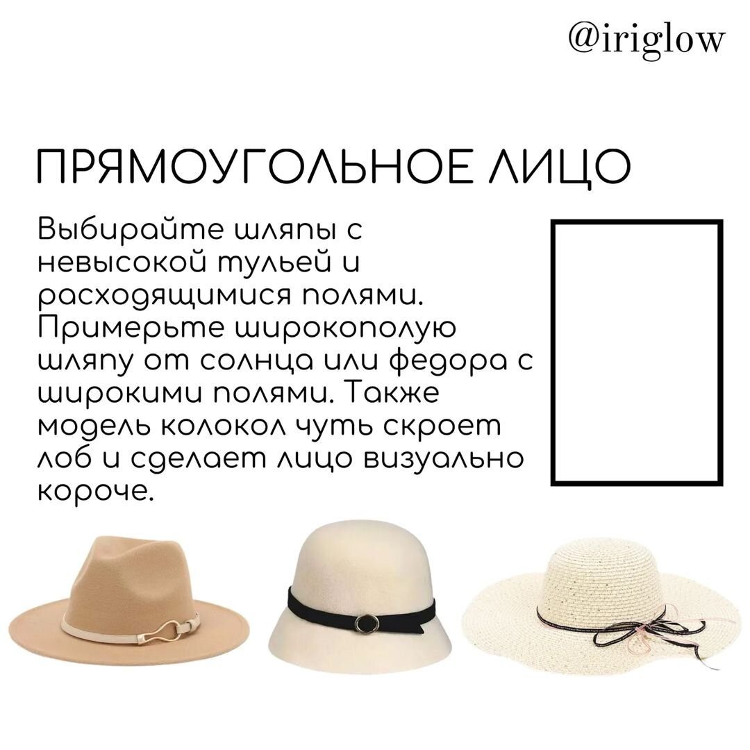 Выбор шляпы по форме лица
