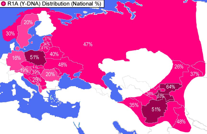 Карта распространения гаплогрупп в мире