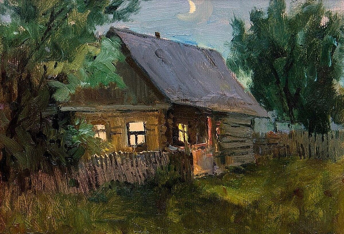 николай никанорович дубовской ноябрьский вечер 1900. огни печальных деревень. стихотворение лермонтова р. ночь в деревне. зимний вечер в деревне.