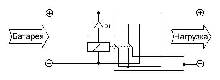 Схема переполюсовки на реле