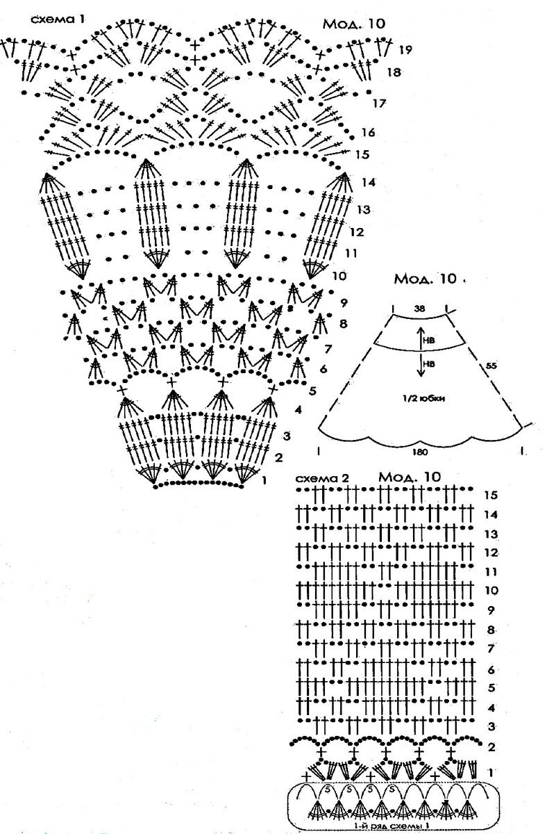 Схема юбки крючком для девочки схема