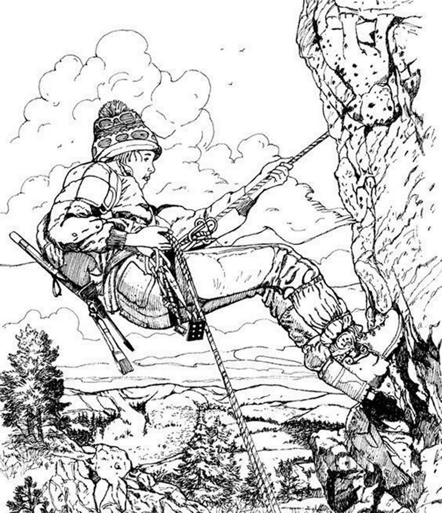 человечек взбирается на гору. найти третьего альпиниста на картинке ответ. скалолаз на веревке. альпинизм рисунки. альпинист рисунок.