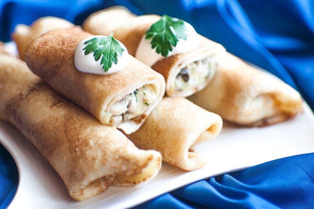 Блинчики с рисом и грибами