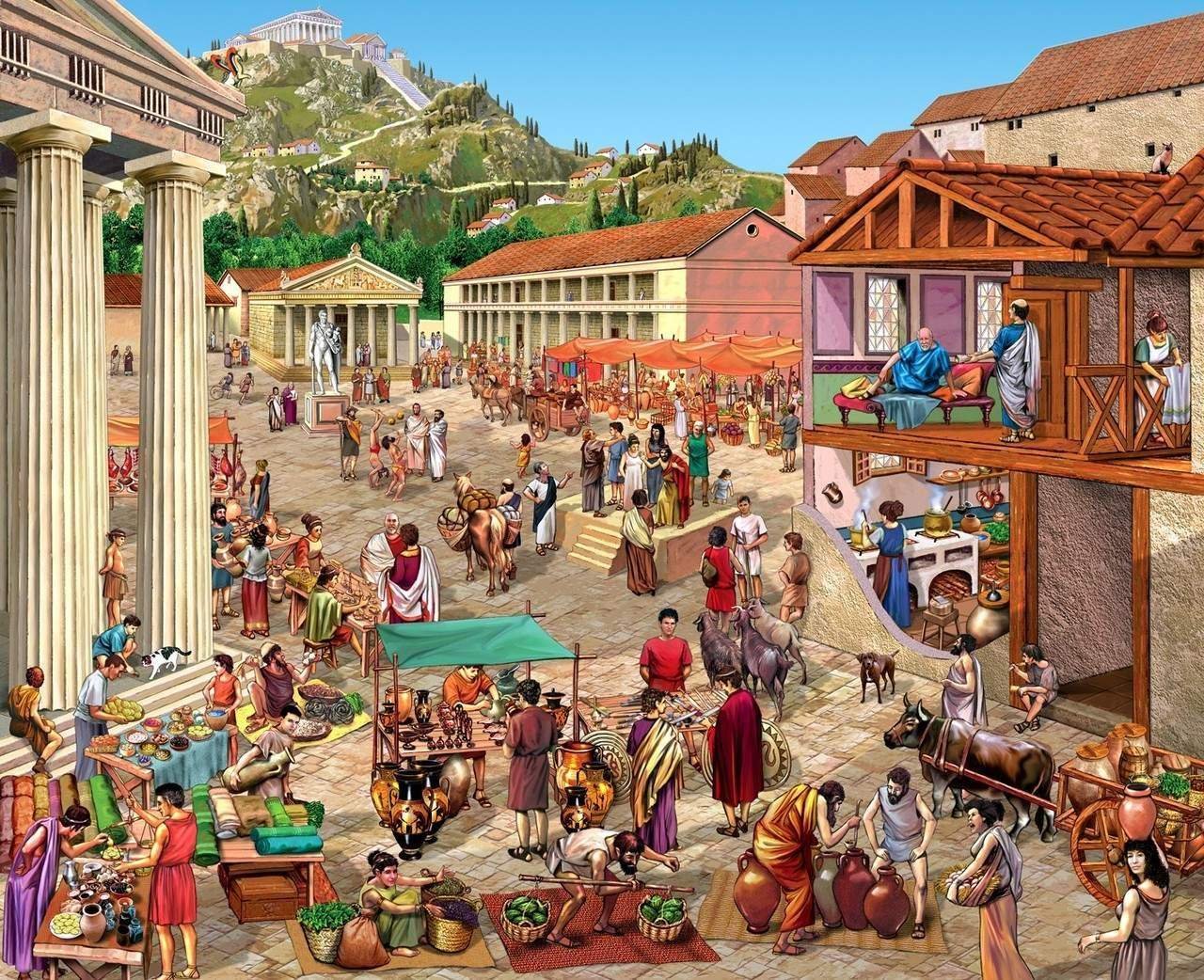 Город около которого римляне. Рынок Агора в древней Греции. Агора рыночная площадь в Афинах. Афинская Агора в древней Греции. Агора площадь рыночная в древней Греции.