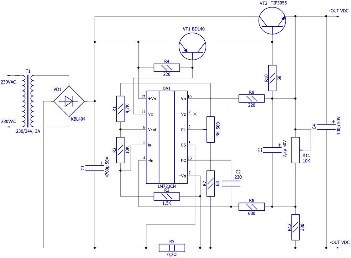 Схема бп на lm723