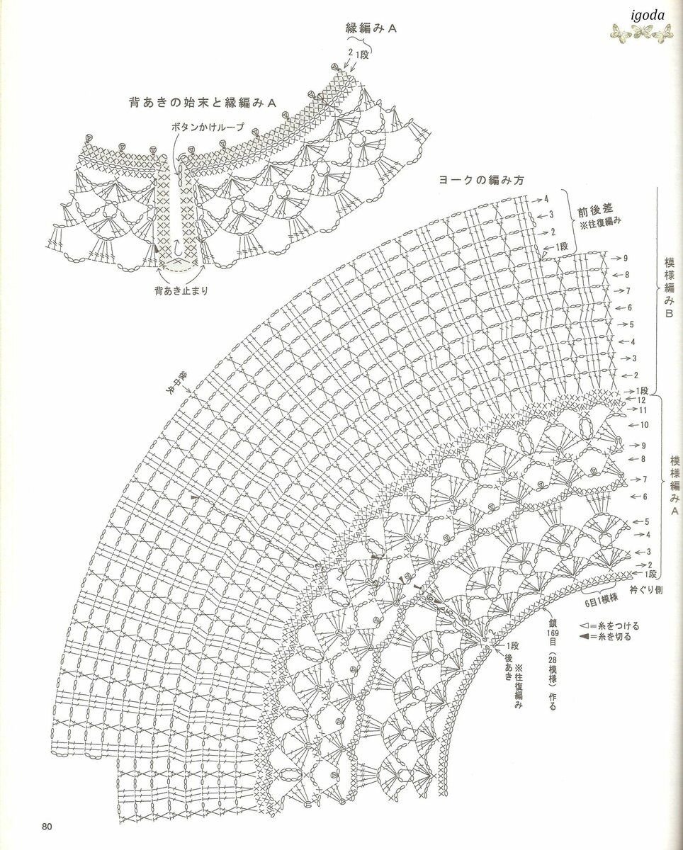 Ажурная кокетка крючком схема