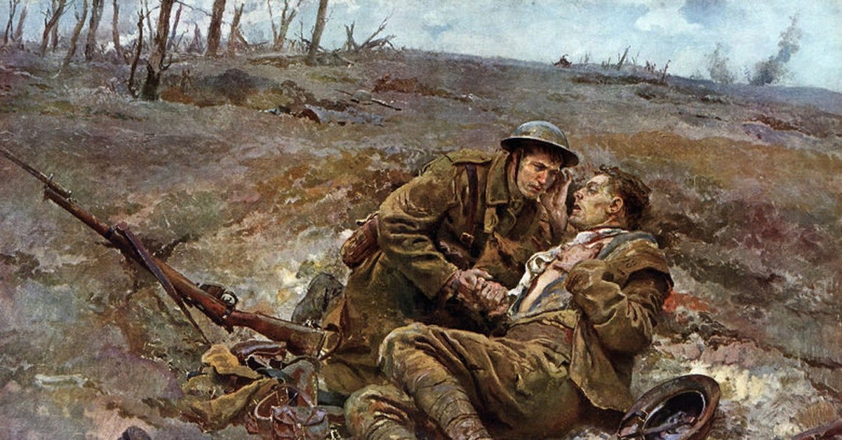 Раненый беречь. "Солдат и смерть" Hans Larwin, 1917.. Раненый солдат картина.